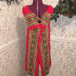 Ankara long Vest with button option